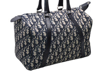 Load image into Gallery viewer, Christian Dior クリスチャンディオール トロッター ボストンバッグ ネイビー キャンバス 美品 中古 4b011879