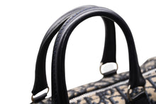 Load image into Gallery viewer, Christian Dior クリスチャンディオール トロッター ボストンバッグ ネイビー キャンバス 美品 中古 4b011879