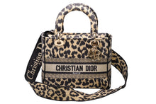 Load image into Gallery viewer, 極美品 Christian Dior クリスチャンディオール ミディアム 21年 レディディオール レオパード 2WAYハンドバッグ キャンバス 中古 4b011768