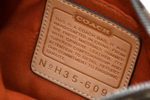 COACH コーチ 総柄 シグネチャー ワンショルダーバッグ 6094 ブラウン ベージュ キャンバス レザー シルバー金具 良品 中古 4b011841