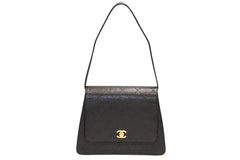 CHANEL シャネル ワイルドステッチ ハンドバッグ トップハンドル 5番台 ラムスキン ブラック ゴールド金具 美品 中古 4b011911