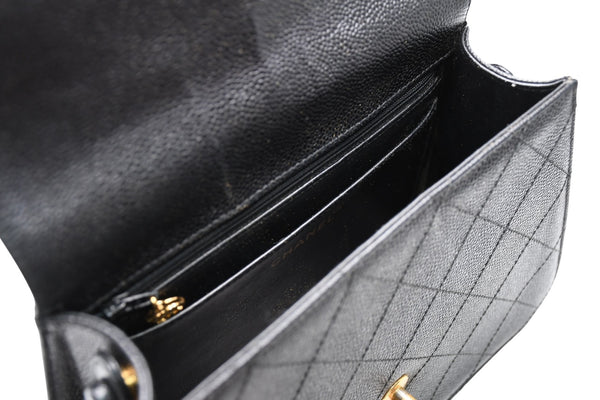 CHANEL シャネル ワイルドステッチ ハンドバッグ トップハンドル 5番台 ラムスキン ブラック ゴールド金具 美品 中古 4b011911
