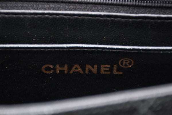 CHANEL シャネル ワイルドステッチ ハンドバッグ トップハンドル 5番台 ラムスキン ブラック ゴールド金具 美品 中古 4b011911