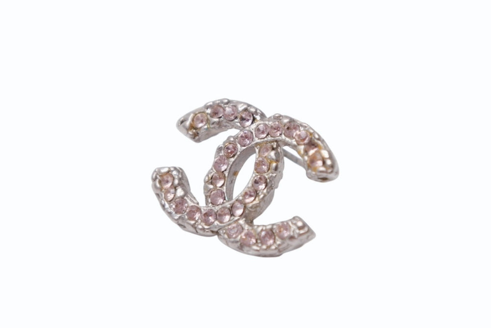CHANEL シャネル ココマーク ピアス 重量約4.2g A13C刻印 メタル ラインストーン ピンク シルバー 両耳用 良品 中古 4b011936