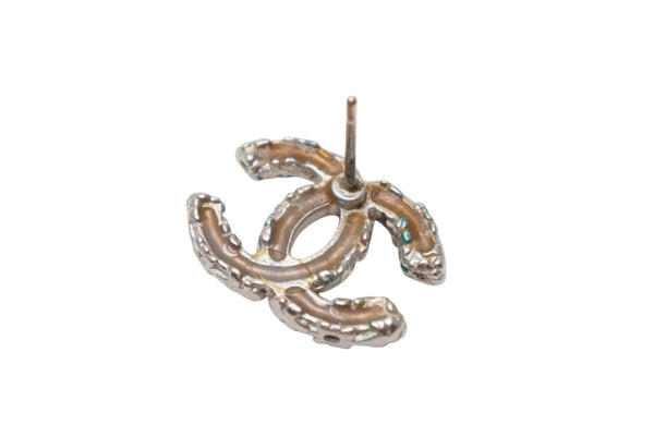 CHANEL シャネル ココマーク ピアス 重量約4.2g A13C刻印 メタル ラインストーン ピンク シルバー 両耳用 良品 中古 4b011936
