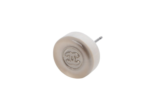 極美品 CHANEL シャネル ココマーク ピアス 重量約1.9g 99A刻印 メタル 樹脂 ホワイト シルバー クリア 両耳用 中古 4b011942