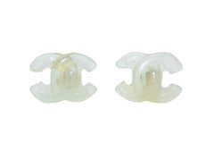 CHANEL シャネル ココマーク ピアス 重量約1.9g 01P刻印 クリア樹脂 クリアグリーン 両耳用 美品 中古 4b011952