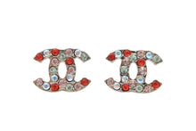 Load image into Gallery viewer, 極美品 CHANEL シャネル ココマーク ピアス 重量約2.1g 04A刻印 GP メタル ラインストーン ゴールド マルチカラー 両耳用 中古 4b011968
