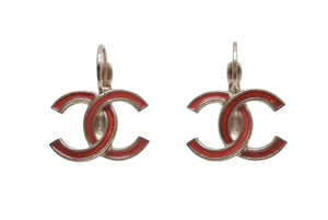 極美品 CHANEL シャネル ココマーク フープピアス 重量約5.1g 18P刻印 GP メタル ゴールド レッド 両耳用 中古 4b011970