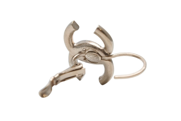 極美品 CHANEL シャネル ココマーク フープピアス 重量約5.1g 18P刻印 GP メタル ゴールド レッド 両耳用 中古 4b011970