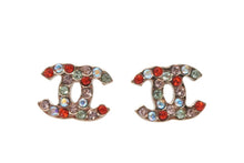 Load image into Gallery viewer, 極美品 CHANEL シャネル ココマーク ピアス 重量約2.1g 04A刻印 GP メタル ラインストーン ゴールド マルチカラー 両耳用 中古 4b011971