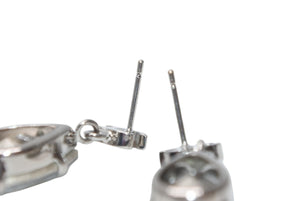 極美品 CHANEL シャネル ココマーク ドロップピアス 重量約4.2g A13V刻印 メタル ラインストーン クリア シルバー 中古 4b011982