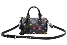 Load image into Gallery viewer, 新品同様 LOUIS VUITTON ルイヴィトン ナノスピーディ 村上隆 マルチカラー ブラック 2WAYバッグ M13406 PVC レザー 中古 4b011995