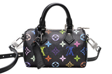 Load image into Gallery viewer, 新品同様 LOUIS VUITTON ルイヴィトン ナノスピーディ 村上隆 マルチカラー ブラック 2WAYバッグ M13406 PVC レザー 中古 4b011995