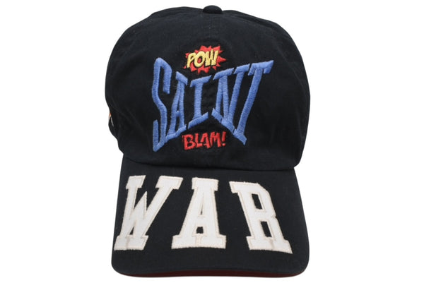 SAINT MICHAEL セントマイケル WAR ワー キャップ SM-A21-0000-043 コットン ブラック ONE SIZE 美品 中古 4b012036