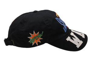 SAINT MICHAEL セントマイケル WAR ワー キャップ SM-A21-0000-043 コットン ブラック ONE SIZE 美品 中古 4b012036