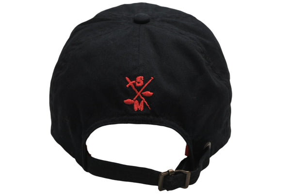 SAINT MICHAEL セントマイケル WAR ワー キャップ SM-A21-0000-043 コットン ブラック ONE SIZE 美品 中古 4b012036
