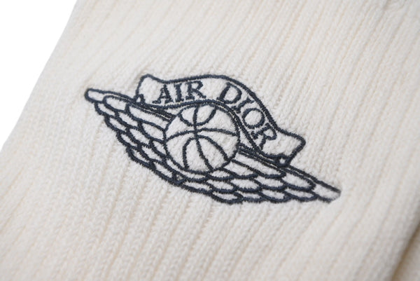 新品未使用 Dior x Jordan ディオール ジョーダン AirDior ウィングロゴ ソックス アイボリー ブラック サイズM 中古 4b012051
