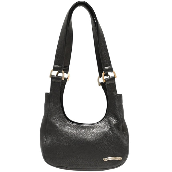 新品未使用 CHROME HEARTS クロムハーツ HOBO スクロール ショルダーバッグ ブラック レザー 中古 4b012068