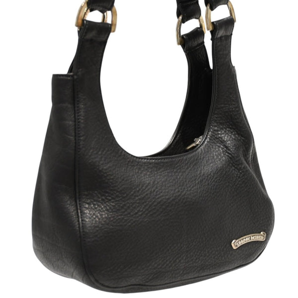 新品未使用 CHROME HEARTS クロムハーツ HOBO スクロール ショルダーバッグ ブラック レザー 中古 4b012068