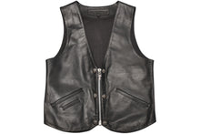 Load image into Gallery viewer, 極美品 CHROME HEARTS クロムハーツ ラージクロス レザーベスト サイズXL クロスボールボタン ブラック 中古 4b012072