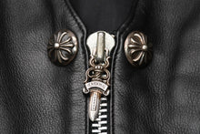 Load image into Gallery viewer, 極美品 CHROME HEARTS クロムハーツ ラージクロス レザーベスト サイズXL クロスボールボタン ブラック 中古 4b012072