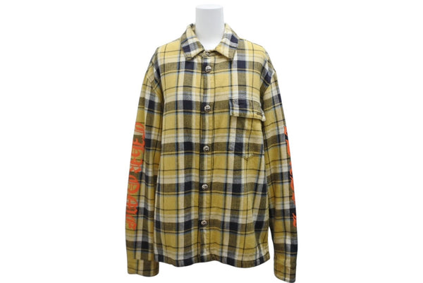 CHROME HEARTS クロムハーツ WORKN JNKYD PLD シャツジャケット サイズM クロスボールボタン チェック柄 美品 中古 4b012074