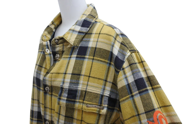 CHROME HEARTS クロムハーツ WORKN JNKYD PLD シャツジャケット サイズM クロスボールボタン チェック柄 美品 中古 4b012074