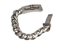 Load image into Gallery viewer, 極美品 CHROME HEARTS クロムハーツ ID FLORAL CRS フローラルクロス IDブレスレット 重量約110.5g クラシックチェーン 11リンク 中古 4b012076