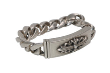 Load image into Gallery viewer, 極美品 CHROME HEARTS クロムハーツ ID FLORAL CRS フローラルクロス IDブレスレット 重量約110.5g クラシックチェーン 11リンク 中古 4b012076