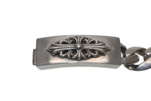 Load image into Gallery viewer, 極美品 CHROME HEARTS クロムハーツ ID FLORAL CRS フローラルクロス IDブレスレット 重量約110.5g クラシックチェーン 11リンク 中古 4b012076