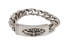 Load image into Gallery viewer, 極美品 CHROME HEARTS クロムハーツ ID FLORAL CRS フローラルクロス IDブレスレット 重量約121.4g クラシックチェーン 13リンク 中古 4b012077