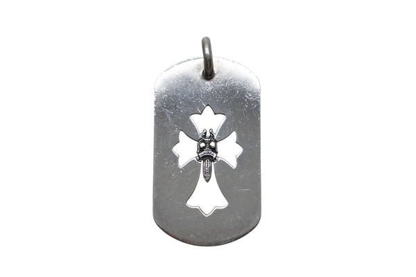 CHROME HEARTS クロムハーツ D TAG LRG CROSS DAGG カットアウトクロス ダガー ラージドッグタグ 重量約18.3g シルバー925 美品 中古 4b012079