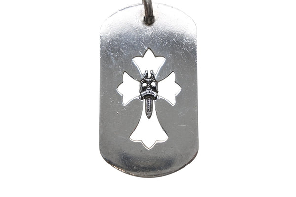 CHROME HEARTS クロムハーツ D TAG LRG CROSS DAGG カットアウトクロス ダガー ラージドッグタグ 重量約18.3g シルバー925 美品 中古 4b012079
