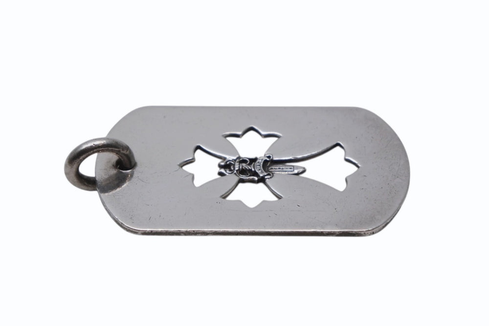 CHROME HEARTS D TAG LRG CROSS DAGG Cutout Cross Dagger Large Dog Tag Weight Approx. 18.3g Silver 925 Good Condition Used 4b012079