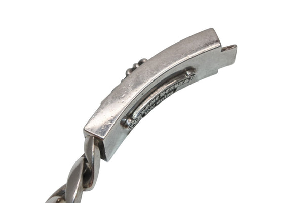 極美品 CHROME HEARTS クロムハーツ ID FLORAL CRS フローラルクロス IDブレスレット 重量約110.8g クラシックチェーン 11リンク 中古 4b012082