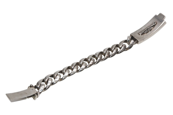 極美品 CHROME HEARTS クロムハーツ ID FLORAL CRS フローラルクロス IDブレスレット 重量約110.8g クラシックチェーン 11リンク 中古 4b012082
