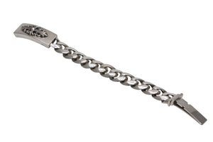 極美品 CHROME HEARTS クロムハーツ ID FLORAL CRS フローラルクロス IDブレスレット 重量約110.8g クラシックチェーン 11リンク 中古 4b012082