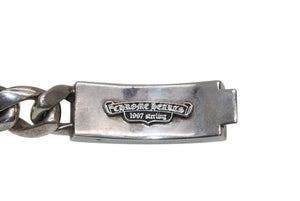 極美品 CHROME HEARTS クロムハーツ ID FLORAL CRS フローラルクロス IDブレスレット 重量約110.8g クラシックチェーン 11リンク 中古 4b012082