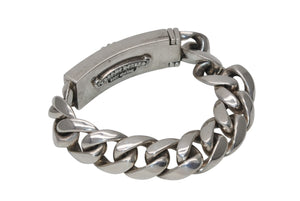 極美品 CHROME HEARTS クロムハーツ ID FLORAL CRS フローラルクロス IDブレスレット 重量約110.8g クラシックチェーン 11リンク 中古 4b012082