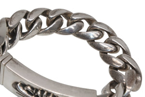 極美品 CHROME HEARTS クロムハーツ ID FLORAL CRS フローラルクロス IDブレスレット 重量約110.8g クラシックチェーン 11リンク 中古 4b012082