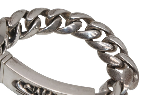 極美品 CHROME HEARTS クロムハーツ ID FLORAL CRS フローラルクロス IDブレスレット 重量約110.8g クラシックチェーン 11リンク 中古 4b012082