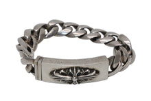 Load image into Gallery viewer, 極美品 CHROME HEARTS クロムハーツ ID FLORAL CRS フローラルクロス IDブレスレット 重量約121.4g クラシックチェーン 13リンク 中古 4b012083