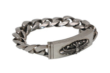 Load image into Gallery viewer, 極美品 CHROME HEARTS クロムハーツ ID FLORAL CRS フローラルクロス IDブレスレット 重量約121.4g クラシックチェーン 13リンク 中古 4b012083