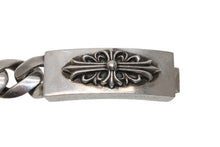 Load image into Gallery viewer, 極美品 CHROME HEARTS クロムハーツ ID FLORAL CRS フローラルクロス IDブレスレット 重量約121.4g クラシックチェーン 13リンク 中古 4b012083