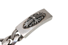 Load image into Gallery viewer, 極美品 CHROME HEARTS クロムハーツ ID FLORAL CRS フローラルクロス IDブレスレット 重量約121.4g クラシックチェーン 13リンク 中古 4b012083