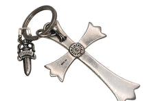 Load image into Gallery viewer, CHROME HEARTS クロムハーツ CH CRS LG &amp; No5 DGGR ラージクロス #5ダガー キーリング 重量約54.5g 美品 中古 4b012090