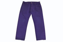 Load image into Gallery viewer, CHROME HEARTS クロムハーツ LEVI'S リーバイス デニムパンツ サイズ38 クロスボール パープル コットン シルバ−925 美品 中古 4b012094