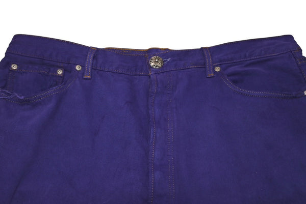 CHROME HEARTS クロムハーツ LEVI'S リーバイス デニムパンツ サイズ38 クロスボール パープル コットン シルバ−925 美品 中古 4b012094