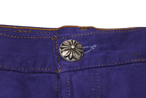 CHROME HEARTS クロムハーツ LEVI'S リーバイス デニムパンツ サイズ38 クロスボール パープル コットン シルバ−925 美品 中古 4b012094
